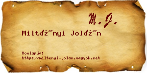 Miltényi Jolán névjegykártya